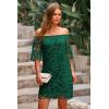 imagePRETTYGARDEN Womens Summer Off Shoulder Dresses Floral Lace Flare Short Sleeve Spring Vintage Elegant Mini DressGreen