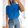 imagePRETTYGARDEN Womens Summer Tops 2025 Trendy Short Sleeve Eyelet Embroidered Dressy Casual Blouse ShirtsBrilliant Blue