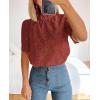 imagePRETTYGARDEN Womens Summer Tops 2025 Trendy Short Sleeve Eyelet Embroidered Dressy Casual Blouse ShirtsBrown Red
