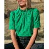 imagePRETTYGARDEN Womens Summer Tops 2025 Trendy Short Sleeve Eyelet Embroidered Dressy Casual Blouse ShirtsGreen