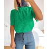 imagePRETTYGARDEN Womens Summer Tops 2025 Trendy Short Sleeve Eyelet Embroidered Dressy Casual Blouse ShirtsGreen