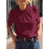 imagePRETTYGARDEN Womens Summer Tops 2025 Trendy Short Sleeve Eyelet Embroidered Dressy Casual Blouse ShirtsWine Red