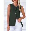 imagePRETTYGARDEN Womens Sweater Vest Cardigans 2025 Fall Lightweight Casual Sleeveless Button Down Knit Tank TopsArmy Green