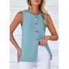 imagePRETTYGARDEN Womens Sweater Vest Cardigans 2025 Fall Lightweight Casual Sleeveless Button Down Knit Tank TopsLight Blue