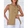 imagePRETTYGARDEN Womens Sweater Vest Cardigans 2025 Fall Lightweight Casual Sleeveless Button Down Knit Tank TopsLight Khaki