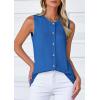 imagePRETTYGARDEN Womens Sweater Vest Cardigans 2025 Fall Lightweight Casual Sleeveless Button Down Knit Tank TopsSky Blue
