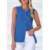 imagePRETTYGARDEN Womens Sweater Vest Cardigans 2025 Fall Lightweight Casual Sleeveless Button Down Knit Tank TopsSky Blue