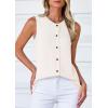 imagePRETTYGARDEN Womens Sweater Vest Cardigans 2025 Fall Lightweight Casual Sleeveless Button Down Knit Tank TopsWhite