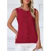 imagePRETTYGARDEN Womens Sweater Vest Cardigans 2025 Fall Lightweight Casual Sleeveless Button Down Knit Tank TopsWine Red