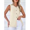 imagePRETTYGARDEN Womens Sweater Vest Cardigans 2025 Fall Lightweight Casual Sleeveless Button Down Knit Tank TopsYellow Apricot