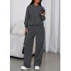 imagePRETTYGARDEN Womens Sweatsuits 2 Piece Set 2025 Casual Winter Long Sleeve Hoodie Loose Wide Leg Sweatpants Fall TracksuitDark Grey