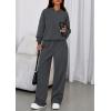 imagePRETTYGARDEN Womens Sweatsuits 2 Piece Set 2025 Casual Winter Long Sleeve Hoodie Loose Wide Leg Sweatpants Fall TracksuitDark Grey