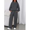imagePRETTYGARDEN Womens Sweatsuits 2 Piece Set 2025 Casual Winter Long Sleeve Hoodie Loose Wide Leg Sweatpants Fall TracksuitDark Grey