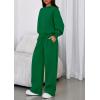 imagePRETTYGARDEN Womens Sweatsuits 2 Piece Set 2025 Casual Winter Long Sleeve Hoodie Loose Wide Leg Sweatpants Fall TracksuitGreen