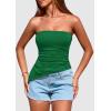 imagePRETTYGARDEN Womens Tube Top 2025 Summer Trendy Strapless Tops Going Out Outfits Ruched Asymmetrical Bandeau ShirtsGreen