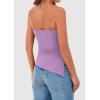 imagePRETTYGARDEN Womens Tube Top 2025 Summer Trendy Strapless Tops Going Out Outfits Ruched Asymmetrical Bandeau ShirtsPurple