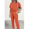 imagePRETTYGARDEN Womens Two Piece Sets 2025 Summer Spring Jogger Pants Travel Vacation Lounge Outfits Airplane Matching ClothesOrange Red