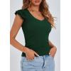 imagePRETTYGARDEN Womens V Neck Summer Tops Ruffle Sleeveless Slim Fit T Shirts Going Out Casual Blouses 2025Dark Green