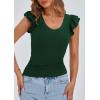 imagePRETTYGARDEN Womens V Neck Summer Tops Ruffle Sleeveless Slim Fit T Shirts Going Out Casual Blouses 2025Dark Green