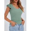 imagePRETTYGARDEN Womens V Neck Summer Tops Ruffle Sleeveless Slim Fit T Shirts Going Out Casual Blouses 2025Light Green