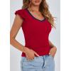 imagePRETTYGARDEN Womens V Neck Summer Tops Ruffle Sleeveless Slim Fit T Shirts Going Out Casual Blouses 2025Red Navy