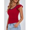 imagePRETTYGARDEN Womens V Neck Summer Tops Ruffle Sleeveless Slim Fit T Shirts Going Out Casual Blouses 2025Red Navy