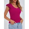 imagePRETTYGARDEN Womens V Neck Summer Tops Ruffle Sleeveless Slim Fit T Shirts Going Out Casual Blouses 2025Rose Red