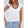 imagePRETTYGARDEN Womens V Neck Summer Tops Ruffle Sleeveless Slim Fit T Shirts Going Out Casual Blouses 2025White