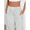imagePRETTYGARDEN Womens Wide Leg Striped Pants 2025 Fall Casual High Waisted Baggy Palazzo Lounge Trousers Fashion BottomsGrey Blue