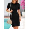 imagePRETTYGARDEN Work Dresses for Women 2025 Summer Business Casual Short Sleeve Formal Sweater Sheath DressBlack