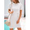 imagePRETTYGARDEN Work Dresses for Women 2025 Summer Business Casual Short Sleeve Formal Sweater Sheath DressWhite