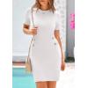 imagePRETTYGARDEN Work Dresses for Women 2025 Summer Business Casual Short Sleeve Formal Sweater Sheath DressWhite