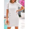 imagePRETTYGARDEN Work Dresses for Women 2025 Summer Business Casual Short Sleeve Formal Sweater Sheath DressWhite