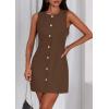 imagePRETTYGARDEN Work Dresses for Women 2025 Summer Business Formal Short Dress Sleeveless Button Down Elegant Office OutfitsBrown