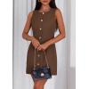imagePRETTYGARDEN Work Dresses for Women 2025 Summer Business Formal Short Dress Sleeveless Button Down Elegant Office OutfitsBrown