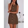 imagePRETTYGARDEN Work Dresses for Women 2025 Summer Business Formal Short Dress Sleeveless Button Down Elegant Office OutfitsBrown