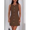 imagePRETTYGARDEN Work Dresses for Women 2025 Summer Business Formal Short Dress Sleeveless Button Down Elegant Office OutfitsBrown