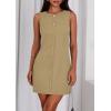 imagePRETTYGARDEN Work Dresses for Women 2025 Summer Business Formal Short Dress Sleeveless Button Down Elegant Office OutfitsKhaki
