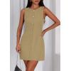 imagePRETTYGARDEN Work Dresses for Women 2025 Summer Business Formal Short Dress Sleeveless Button Down Elegant Office OutfitsKhaki