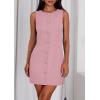 imagePRETTYGARDEN Work Dresses for Women 2025 Summer Business Formal Short Dress Sleeveless Button Down Elegant Office OutfitsPink