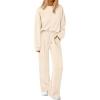 imagePRETTYGARDEN 2 Piece Sets For Women Fall Trendy Long Sleeve Sweatshirt Wide Leg Pants Loungewear Set Matching SweatsuitBeige
