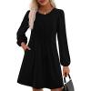 imagePRETTYGARDEN Fall Dresses for Women 2025 Long Sleeve Mini Short Flowy A Line Casual Holiday Party Tunic Dress Fashion ClothesBlack
