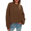 imagePRETTYGARDEN Sweatshirt for Women Oversized Crewneck Long Sleeve Pullover Fleece Top 2025 Fall Winter Fashion Outfits ClothesBrown