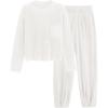 imagePRETTYGARDEN Two Piece Sets for Women 2025 Pullover Sweater High Waisted Sweatpants Tracksuit Lounge Set Fall Winter OutfitsBeige White