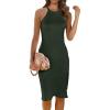imagePRETTYGARDEN Women Bodycon Midi Dress 2025 Summer Spring Casual Vacation Sundress Fitted Sleeveless Tank DressesSolid Dark Army Green