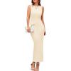 imagePRETTYGARDEN Womens 2025 Summer Casual Maxi Dresses Ribbed Knit Sleeveless Bodycon Elegant Going Out Beach Vacation ClothesApricot