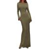 imagePRETTYGARDEN Womens Fall Fashion 2025 Long Sleeve Maxi Dress Ribbed Knit Boat Neck Bodycon Casual Dresses Going Out OutfitsArmy Green