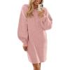 imagePRETTYGARDEN Womens Fall Sweater Dress Casual Long Sleeve Chunky Knit Pullover Oversized Hoodie Tunic Sweaters Winter ClothesPink