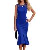 imagePRETTYGARDEN Womens Sleeveless Midi Bodycon Formal Dress Ruffle Mermaid Hem Elegant Cocktail Wedding Guest Midi DressesRoyal Blue