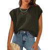 imagePRETTYGARDEN Womens Spring Tops 2025 Summer Shirts Crochet Cap Sleeve Sweater Pullover Cute Beach Vacation ClothesArmy Green